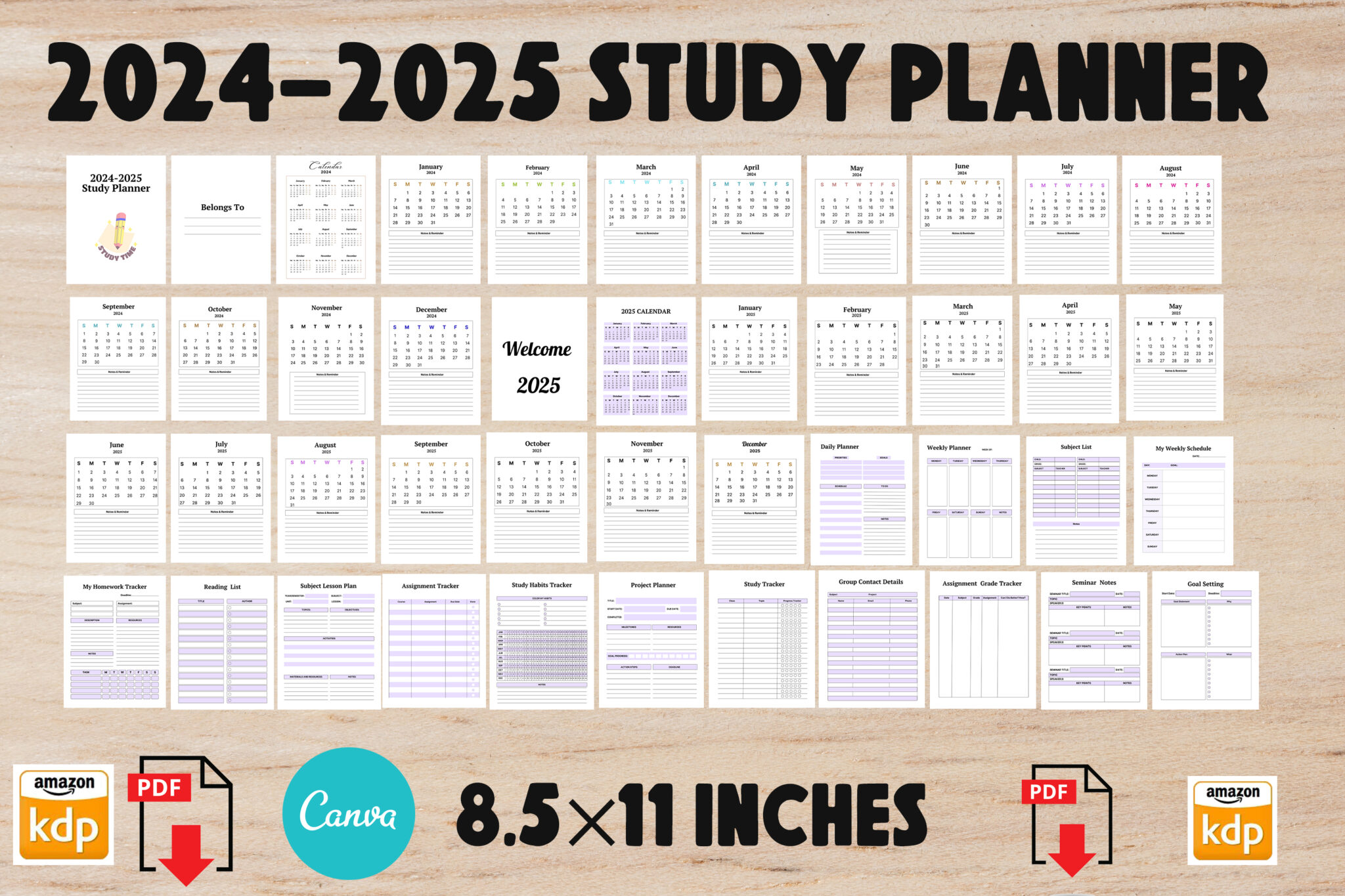 2024 2025 Study Planner Editable Canva KDP Interior Ready To Upload   2024 2025 Study Planner1 2048x1365 