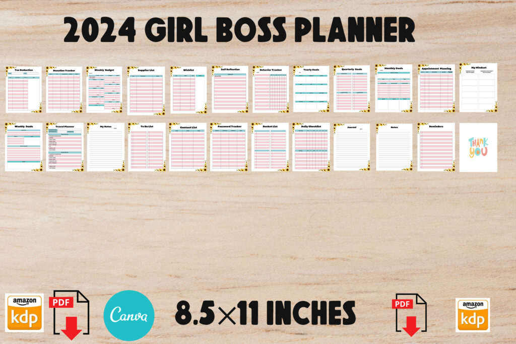 2024 Girl Boss Planner Editable Canva KDP Interior Ready To Upload   2024 Girl Boss Planner2 1024x683 